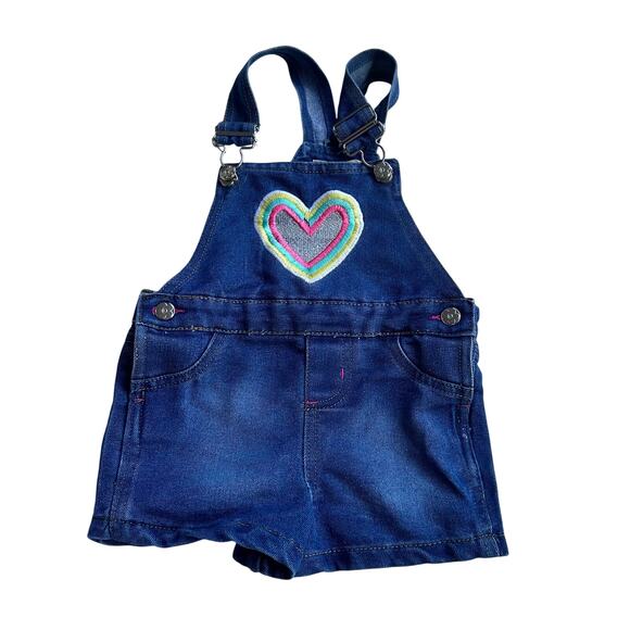 Collete Lilly Denim Romper Overalls Heart - 2T - Excellent - Picture 1 of 4